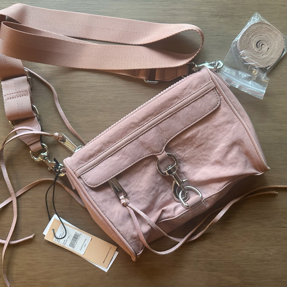 NWT Rebecca Minkoff Nylon Mini M.A.C. Crossbody Bag in Vintage Pink